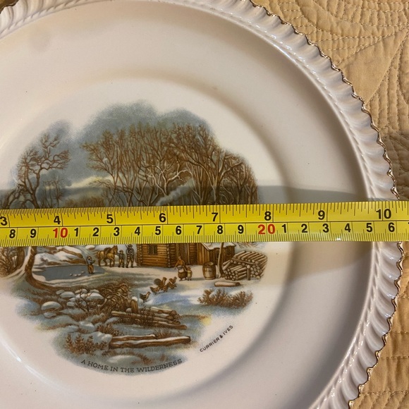 Currier & Ives Harkerware 10 1/2" Diam Serving Plate(1) , 6” Desert Plate (6) - Picture 10 of 10